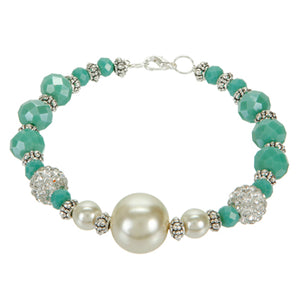 Pulsera Con Rondel Opaco Y Perla Fina