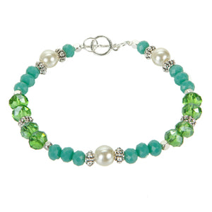 Pulsera Con Rondel Cristal Y Cuenta Fundida