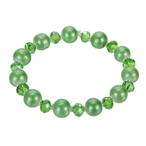 Pulcera Con Perla Destellos Y Rondel Cristal Esmeralda