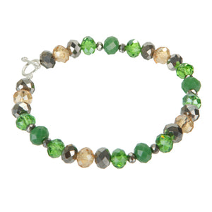 Pulsera Ensartada Con Con Rondel Facetado Y Rondel Cristal