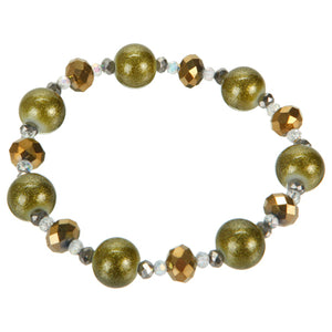 Pulsera Con Perla Destellos Y Rondel Oro
