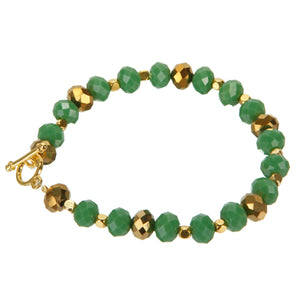 Pulcera Ensartada Con  Rondel Opaco Verde
