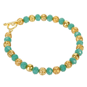 Pulsera Con Filigrana Y Rondel Jade