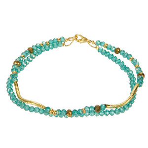 Pulsera Con Rondel Y Tubito Grabado Oro