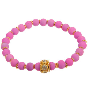 Pulsera  Caucho Morado Y Cuenta Aro Oro