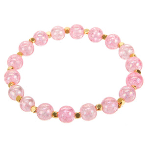 Pulcera Cristal Rosa Y Cuenta Cubo