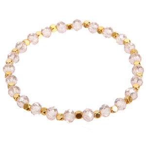 Pulsera Con Rondel Cristal Rosa
