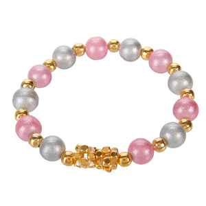 Pulsera Con Cuenta Cubo Y Perla Con Destellos