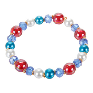 Pulsera Con  Cuenta Redonda Y Perlas Multicolor
