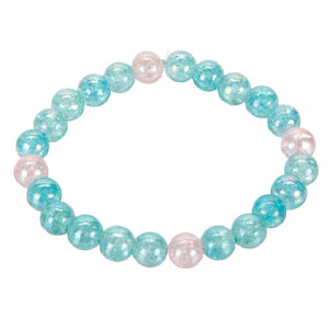 Pulsera Con Cuenta Cristal Turquesa/Rosa