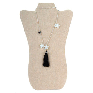 Collar De Cadena Con Rondeles Tejidos Y Borla