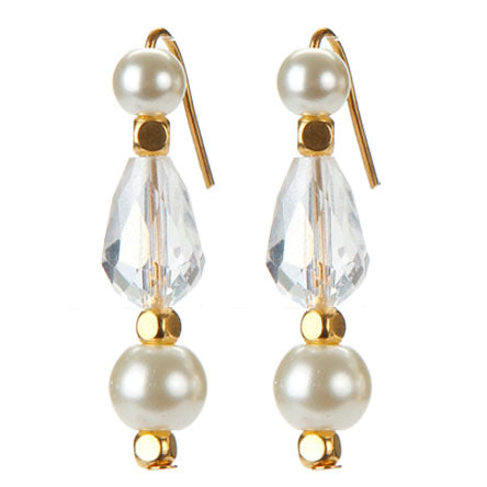 Aretes De Perlas Con Cuenta Gota Cristal