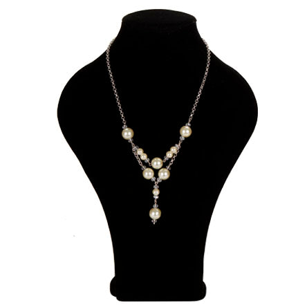 Collar De Cadena Plata Con Perlas Y Cristales