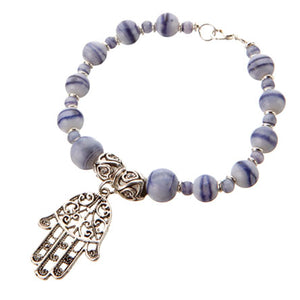 Pulsera Zafiro Con Dije Mano De La Suerte