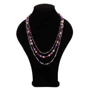 Collar Triple Con Cuentas Redonda Brillante Y Cuenta Escalera