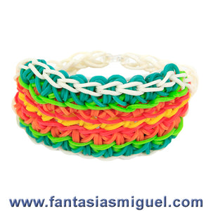 Pulsera Especial Seis Colores Blanco Con Ligas Divertidas