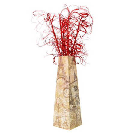 Florero Pirámide Decopage Con Varas De Pastitos