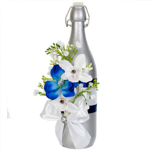 Botella Boda Azul-Plata