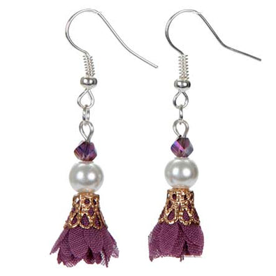 Fantasías Miguel Clave:CP18 Aretes De Perla Y Cristal Con Rosa