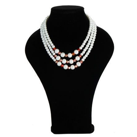 Collar Con Perlas Triple Y Cuentas Cristal Escalera