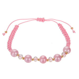 Pulsera Tejida Destellos Rosa