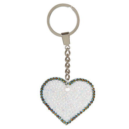 Llavero Con Corazón Y Brillantes Blanco