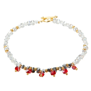 Pulsera Ensartada Con Cuenta Moño Rojo