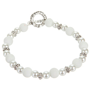 Pulsera Ensartada Con Cuenta Metal Niquel