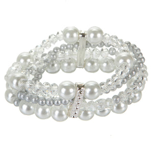 Pulsera Cuatro Hilos Con Perlas Blancas