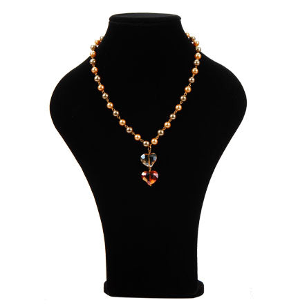 Collar Perlas Destello Oro-Topacio Con Cristal Corazón
