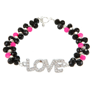 Pulsera Tejida Con Cuenta Caucho Y Dije Love
