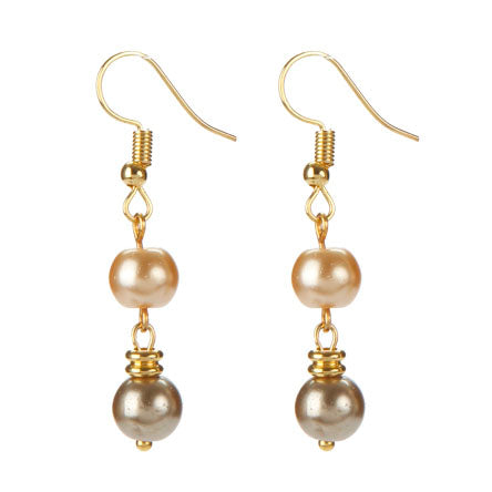 Aretes Largos Con Perlas Oro-Topacio