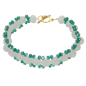 Pulsera Tejida Con Rondel Facetado Blanco