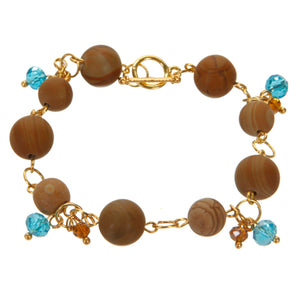 Pulsera Con Cuenta Piedra Y Rondel Cristal