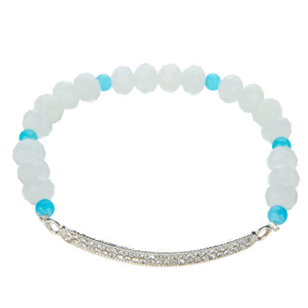 Pulsera Blanco-Azul Con Puente De Cristales