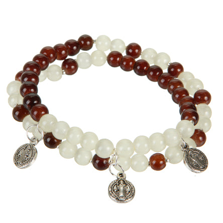 Pulsera Doble Hilo Café/ Marfil