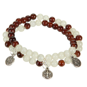 Pulsera Doble Hilo Café/ Marfil