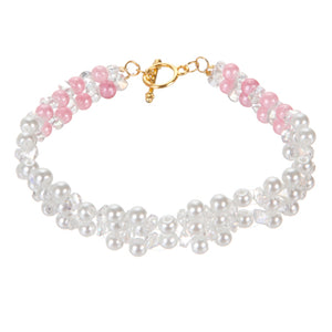 Pulsera Tejida Con Cristales Y Perlas