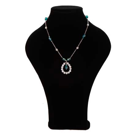 Collar De Cadena Con Gotas De Cristal Turquesa Y Cuenta Redonda