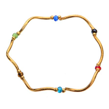 Pulsera De Tubitos Oro Con Rondeles Multicolor