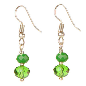 Aretes Verdes Con Rondeles Opaco Y Cristal