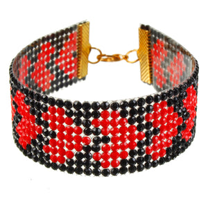 Pulsera Corazón Rojo-Negro