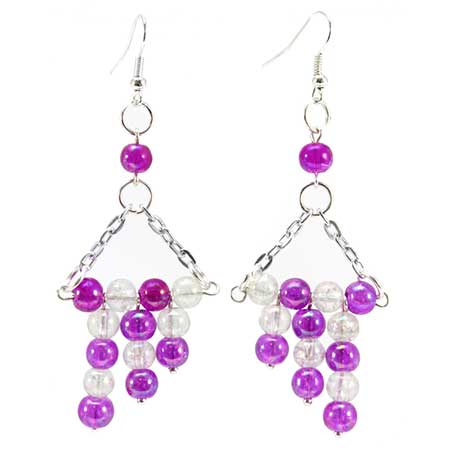 Aretes Fiusha-Cristal Con Cadena