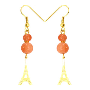 Aretes Coral Con Torre Eiffel