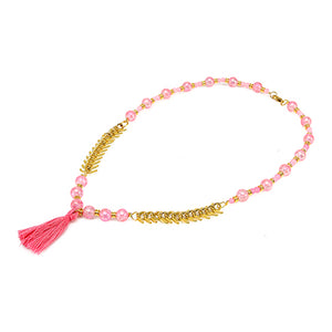 Collar Rosa Oro Con Borla