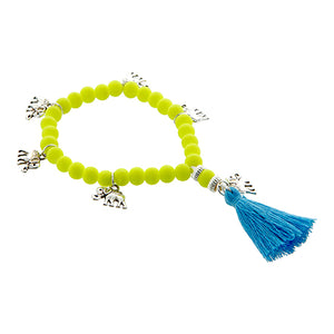Pulsera Amarillo Con Dijes De Elefantes