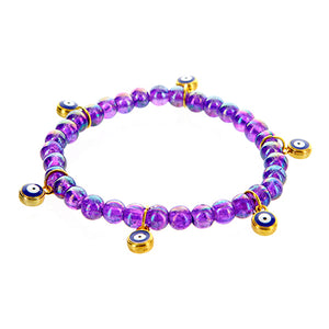 Pulsera Morado Con Dije Ojito