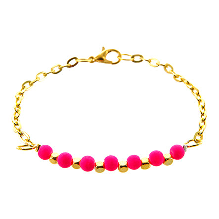 Pulsera Con Cadena Rosa Neón