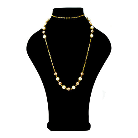 Collar Cadena Oro Con Perlas Topacio-Marfil