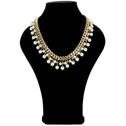 Collar De Cadena Oro Con Perlas Y Rondeles